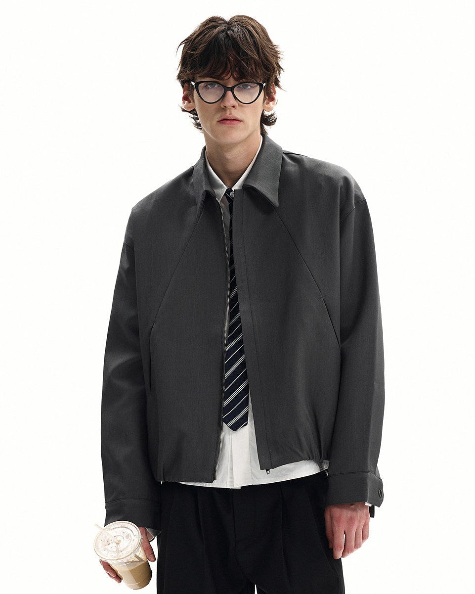 Giubbotto Uomo con Zip in Misto Lana