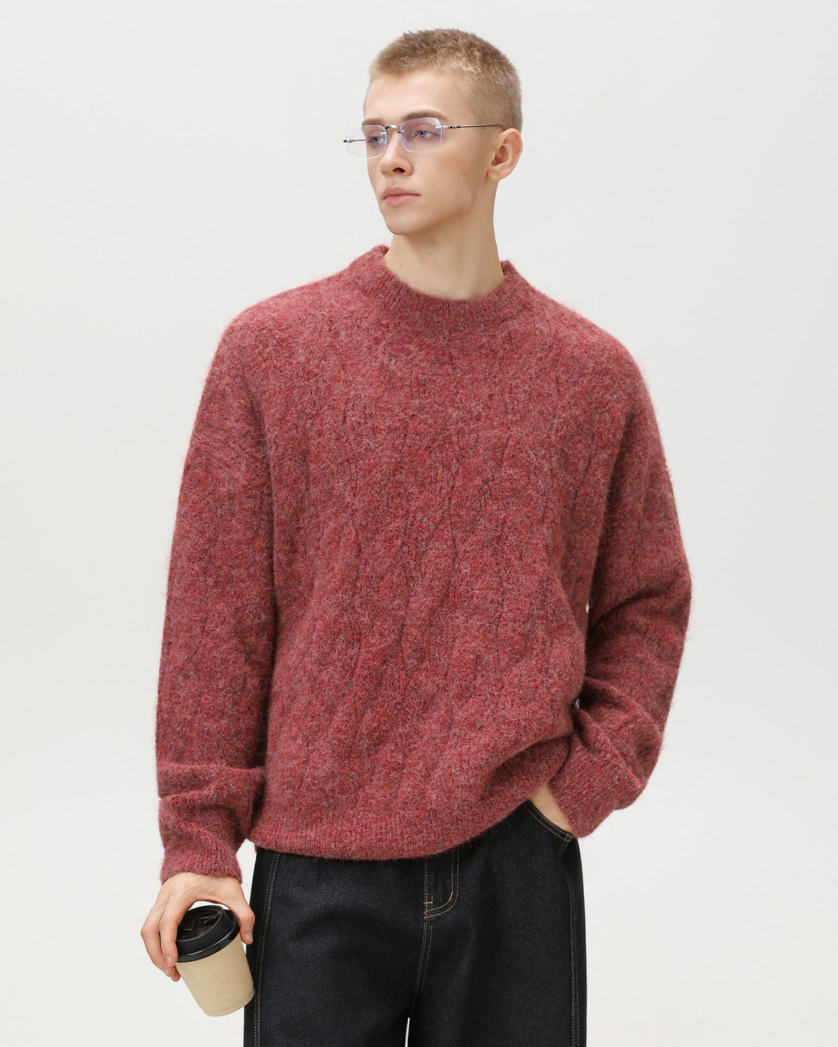 Maglione Uomo Oversize a Trecce Girocollo
