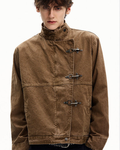 Giubbotto Uomo con Alamari in Cotone Washed