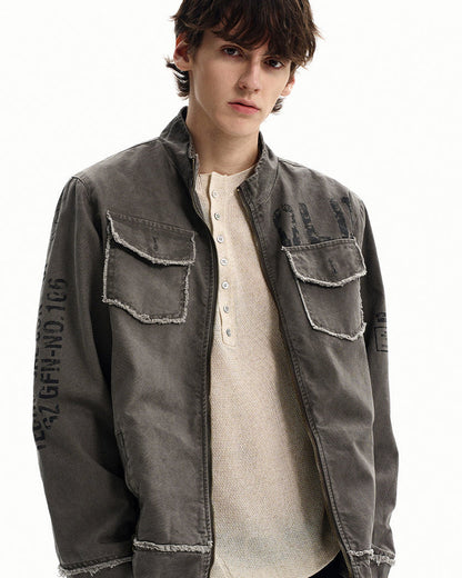 Giubbotto Uomo Utility con Zip in Cotone Washed