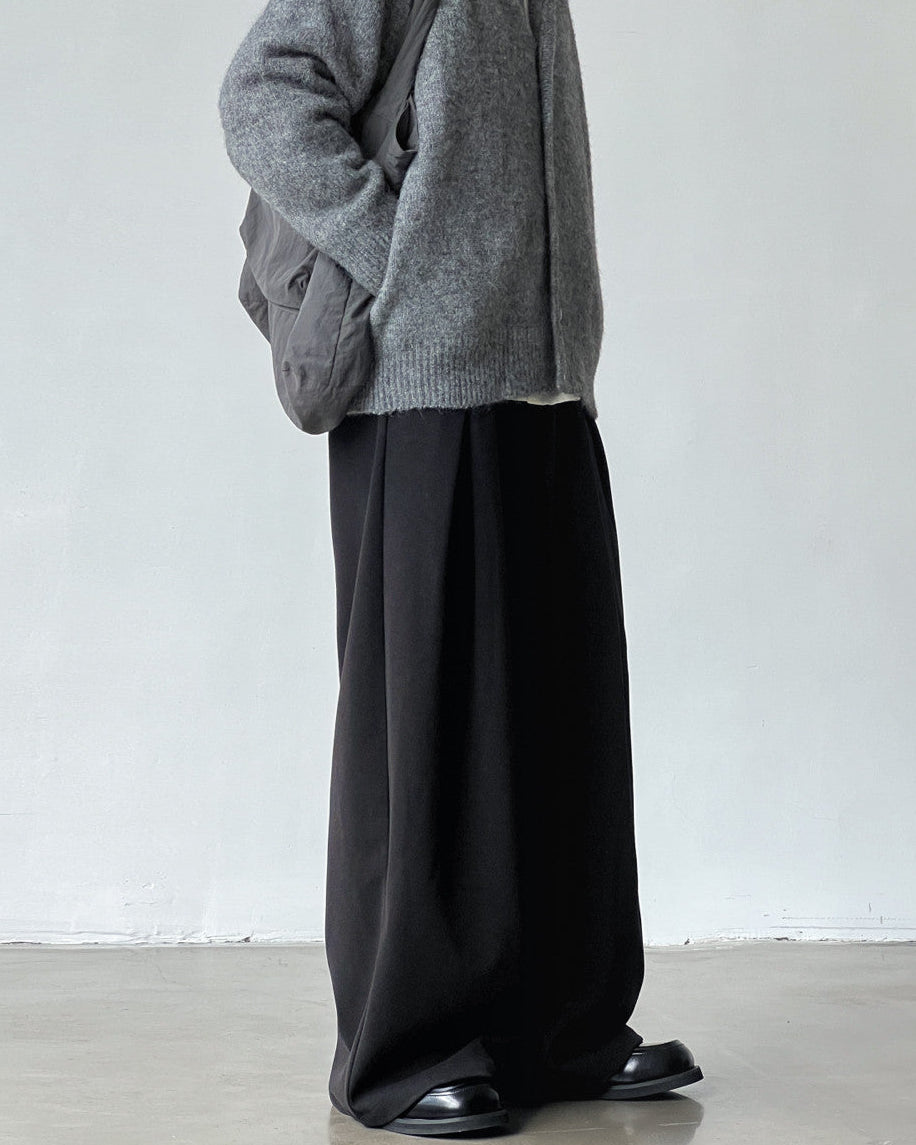 Pantaloni Larghi Uomo con Doppie Pinces in Misto Lana