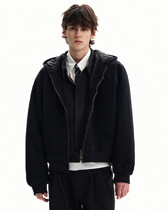 Giubbotto Uomo con Cappuccio e Zip in Cotone
