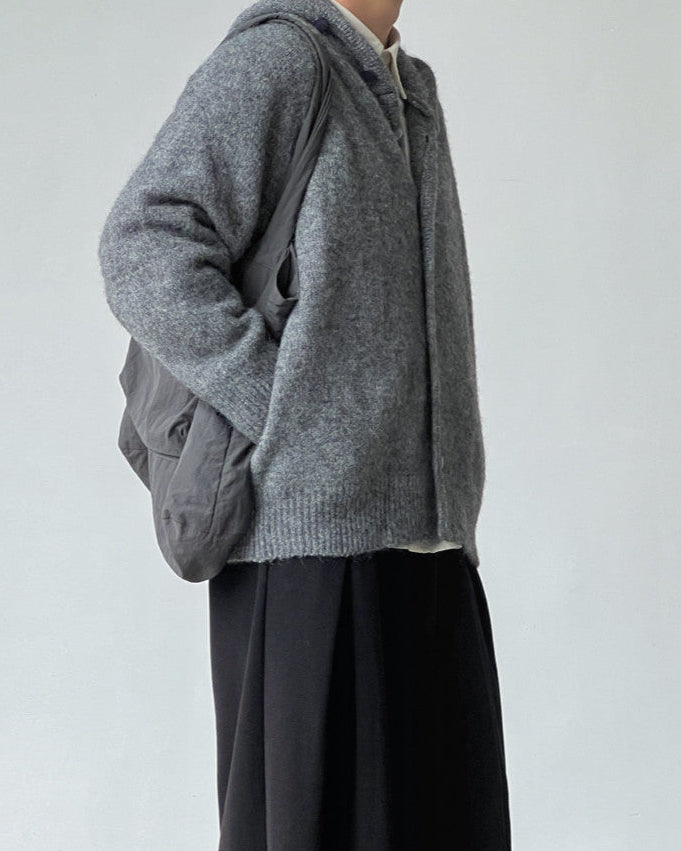 Cardigan Uomo con Cappuccio in Misto Lana