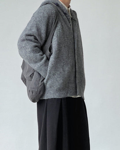 Cardigan Uomo con Cappuccio in Misto Lana