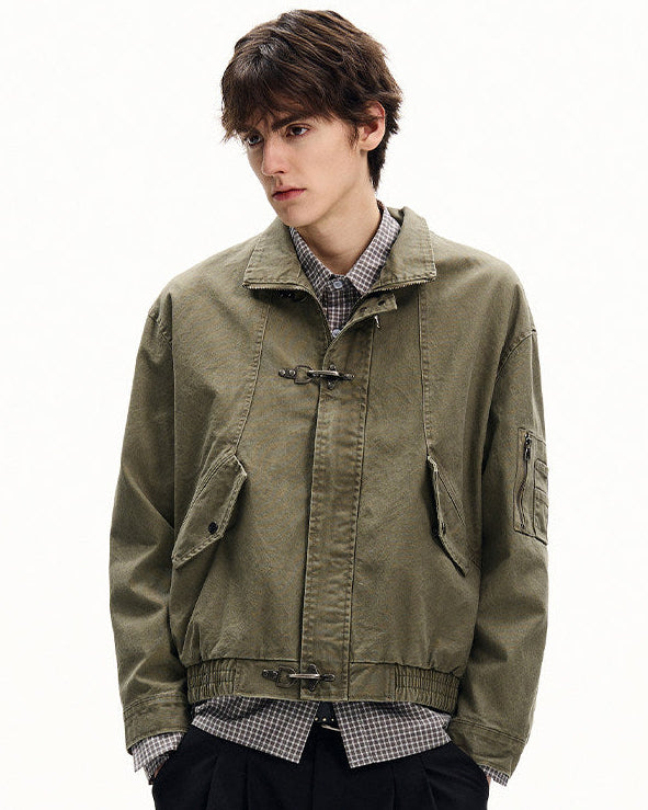 Giubbotto Uomo con Fibbie in Twill di Cotone