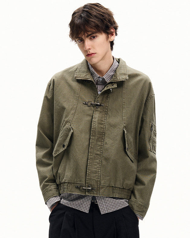 Giubbotto Uomo con Fibbie in Twill di Cotone