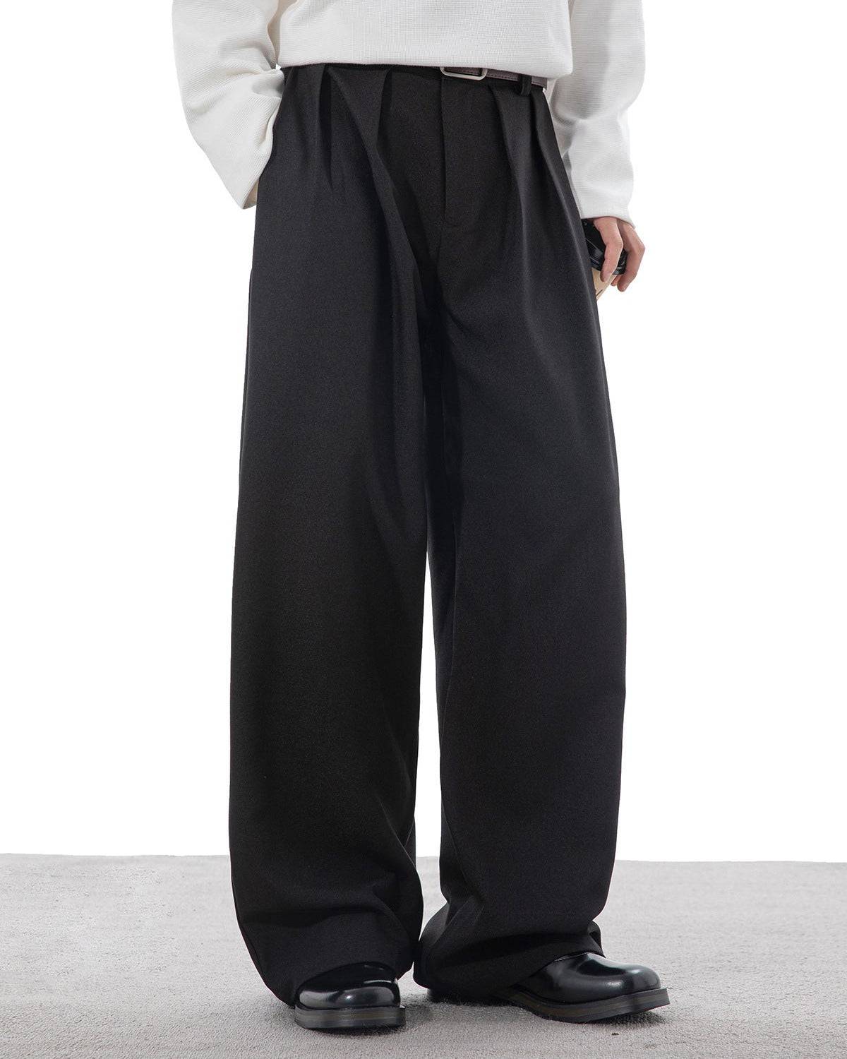 Pantaloni Larghi Uomo con Pinces in Cotone