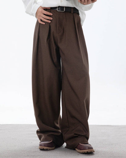 Pantaloni Larghi Uomo con Pinces in Cotone