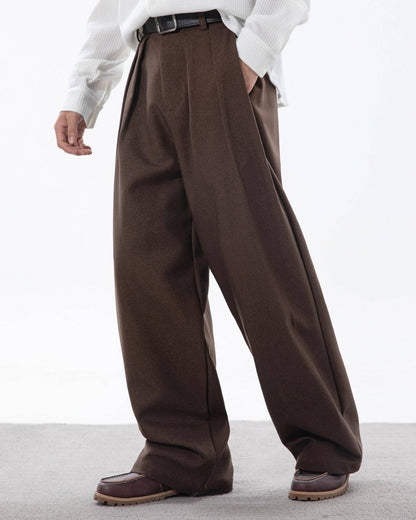 Pantaloni Larghi Uomo con Pinces in Cotone
