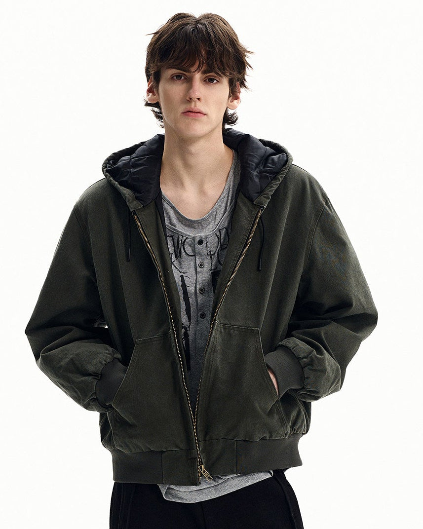 Giubbotto Uomo con Cappuccio e Zip in Cotone
