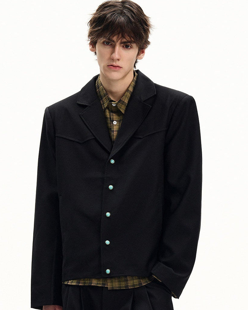 Giubbotto Uomo con Bottoni in Twill di Lana