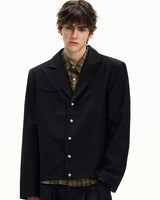 Giubbotto Uomo con Bottoni in Twill di Lana