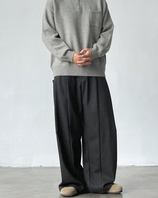 Pantaloni Larghi Uomo con Pinces in Misto Lana