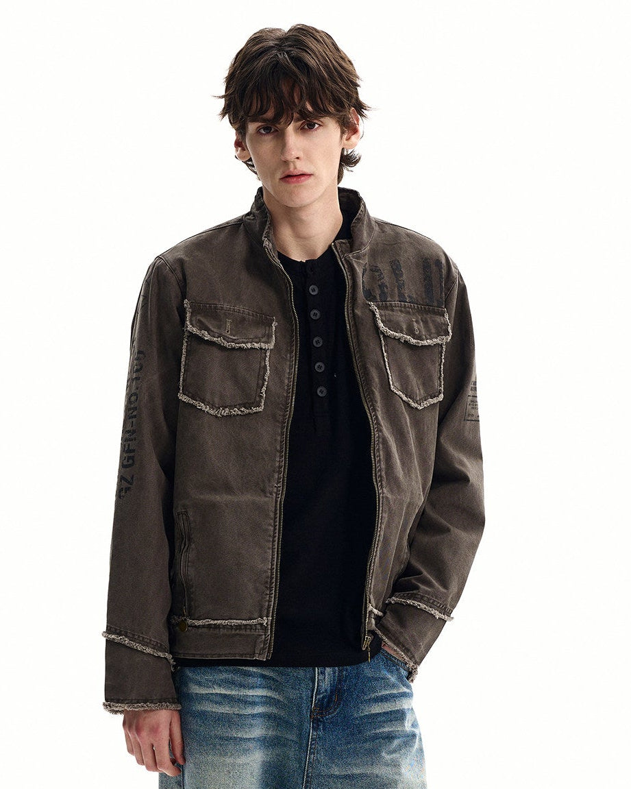 Giubbotto Uomo Utility con Zip in Cotone Washed