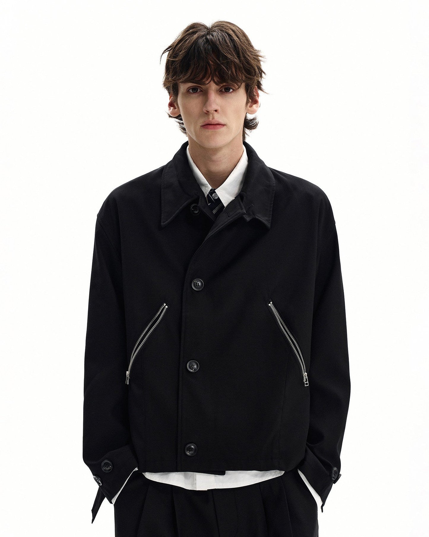 Giubbotto Uomo con Tasche Zip in Misto Lana
