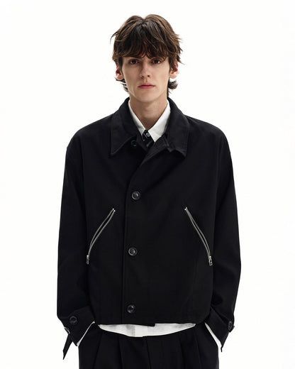 Giubbotto Uomo con Tasche Zip in Misto Lana