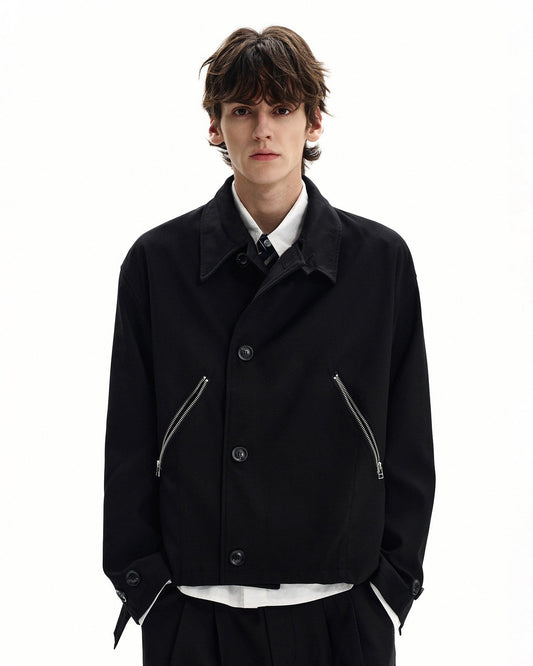 Giubbotto Uomo con Tasche Zip in Misto Lana