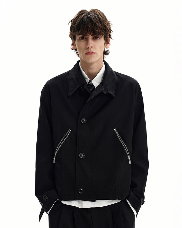 Giubbotto Uomo con Tasche Zip in Misto Lana