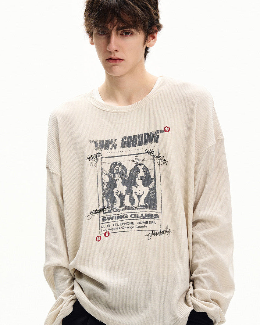 Maglia Uomo Maniche Lunghe a Nido d'Ape con Stampa