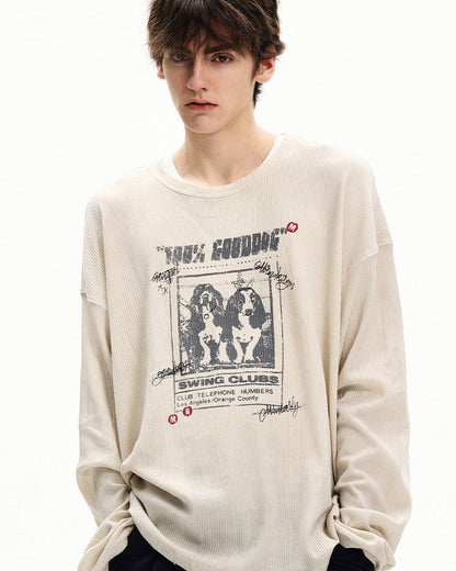 Maglia Uomo Maniche Lunghe a Nido d'Ape con Stampa