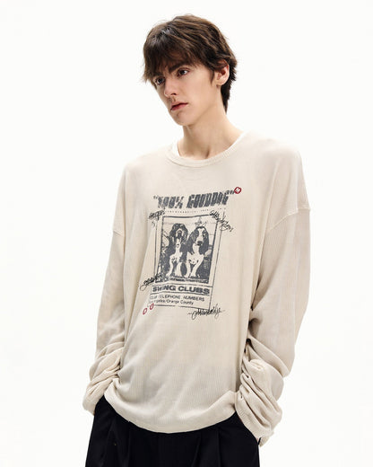 Maglia Uomo Maniche Lunghe a Nido d'Ape con Stampa