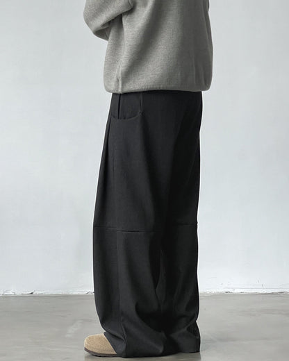 Pantaloni Larghi Uomo con Pinces in Misto Lana