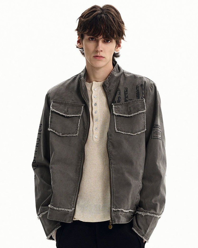 Giubbotto Uomo Utility con Zip in Cotone Washed