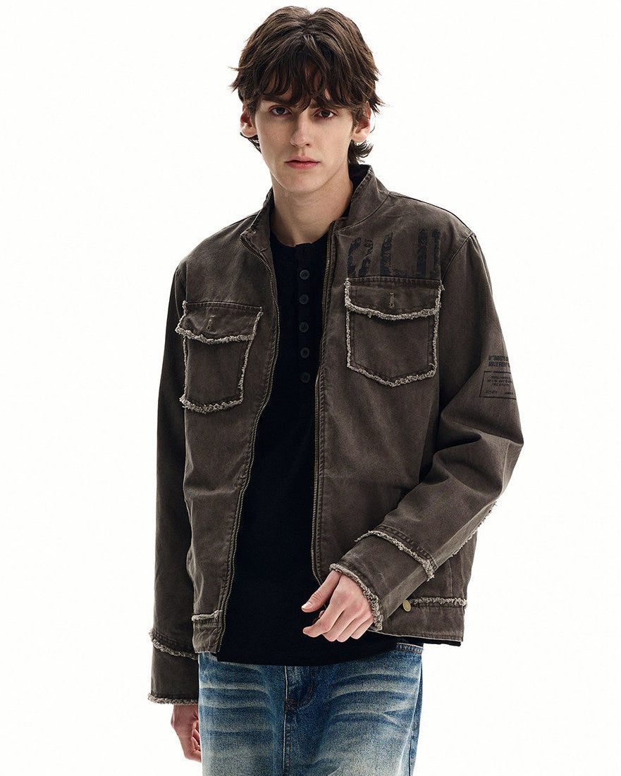 Field Jacket Uomo con Zip in Cotone Washed