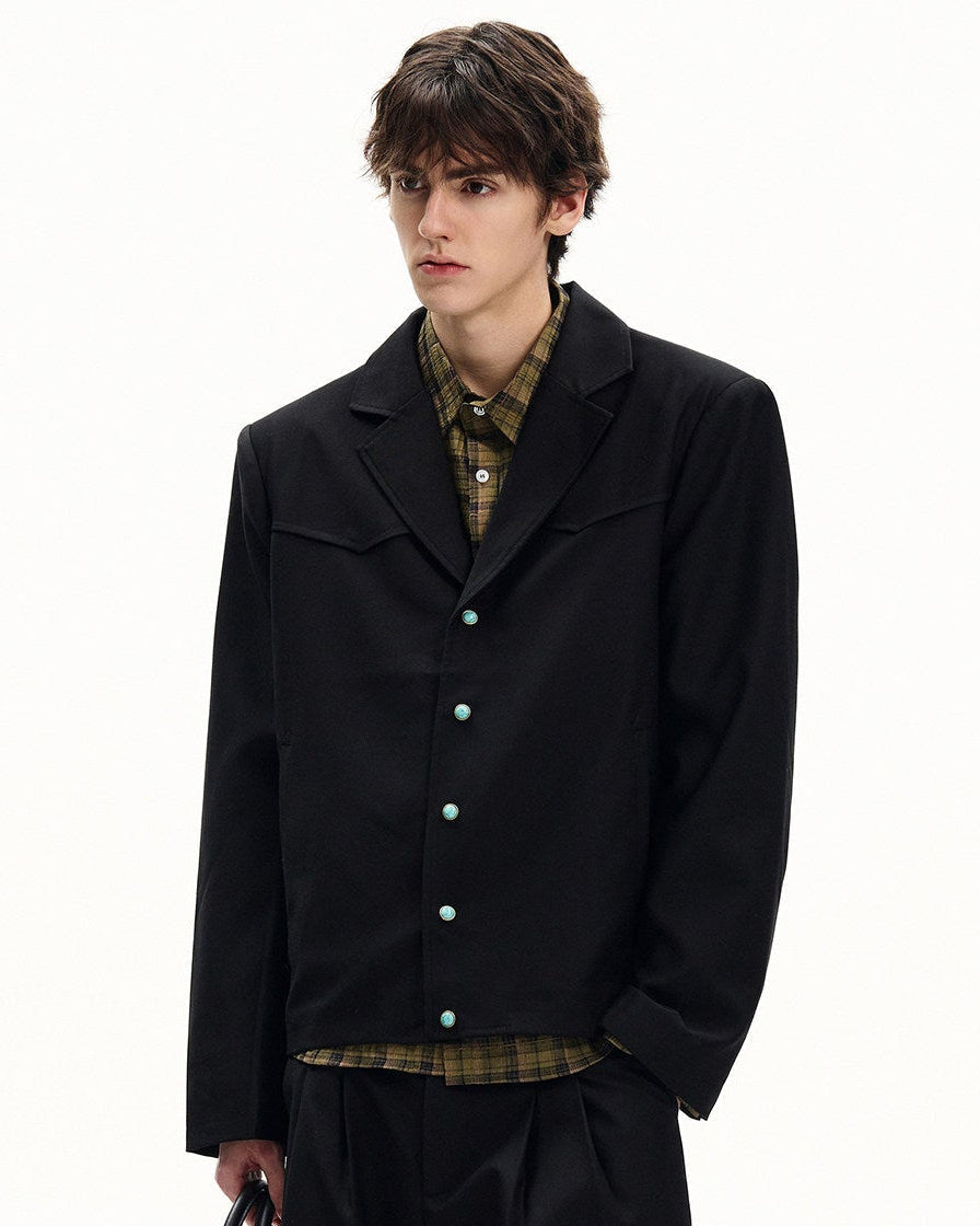 Giubbotto Uomo con Bottoni in Twill di Lana