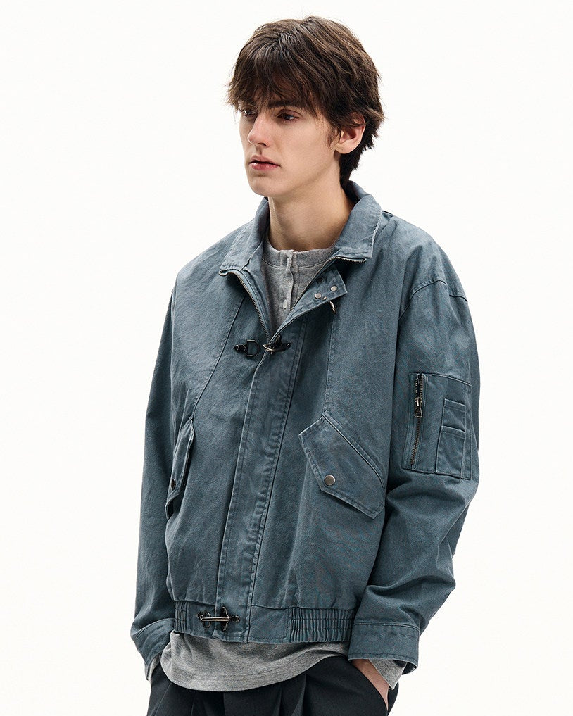 Giubbotto Uomo con Fibbie in Twill di Cotone