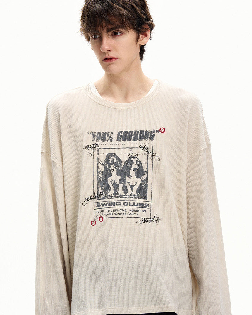 Maglia Uomo Maniche Lunghe a Nido d'Ape con Stampa