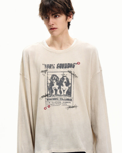 Maglia Uomo Maniche Lunghe a Nido d'Ape con Stampa