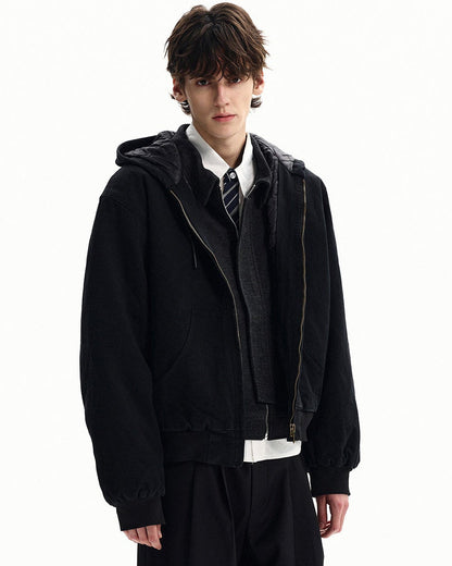 Giubbotto Uomo con Cappuccio e Zip in Cotone
