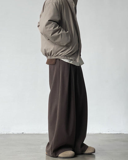 Pantaloni Larghi Uomo con Doppie Pinces in Misto Lana