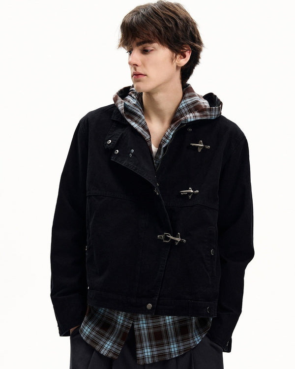 Giubbotto Uomo con Alamari in Cotone Washed