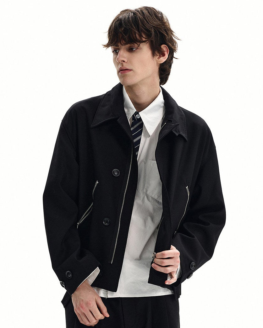 Giubbotto Uomo con Tasche Zip in Misto Lana