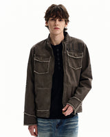 Giubbotto Uomo Utility con Zip in Cotone Washed