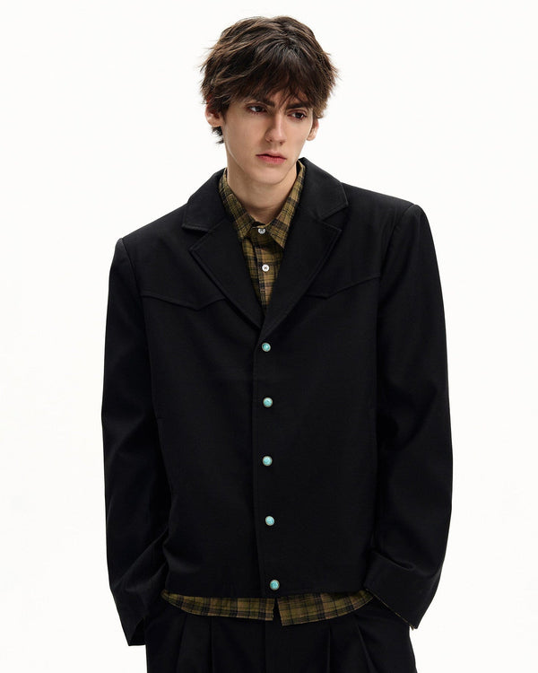 Giubbotto Uomo con Bottoni in Twill di Lana