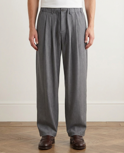 Pantaloni Uomo Dritti in Tessuto Fluido