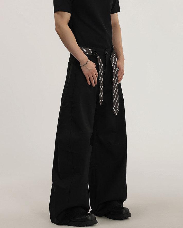 Pantaloni Larghi Uomo con Cintura in Tessuto