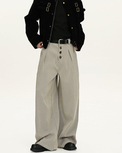 Pantaloni Larghi Uomo a Quadri in Lana