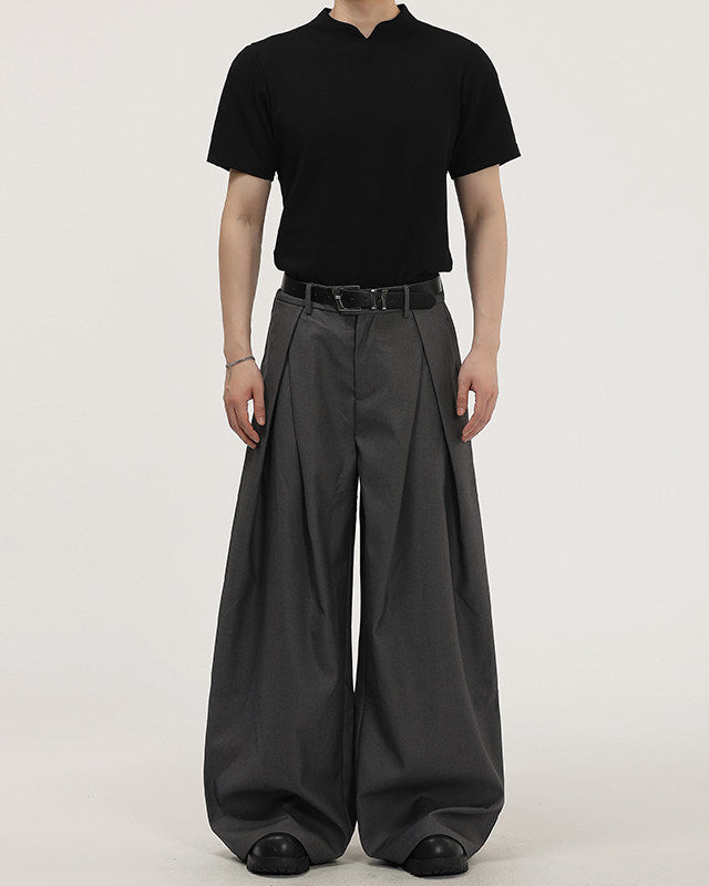 Pantaloni Larghi Uomo con Pinces in Viscosa