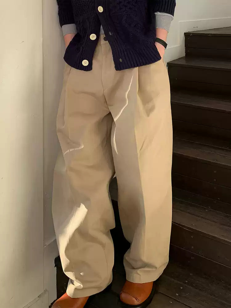 Pantaloni Larghi Uomo Vita Alta con Pinces in Lino