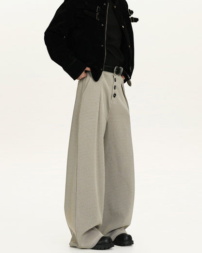 Pantaloni Larghi Uomo a Quadri in Lana
