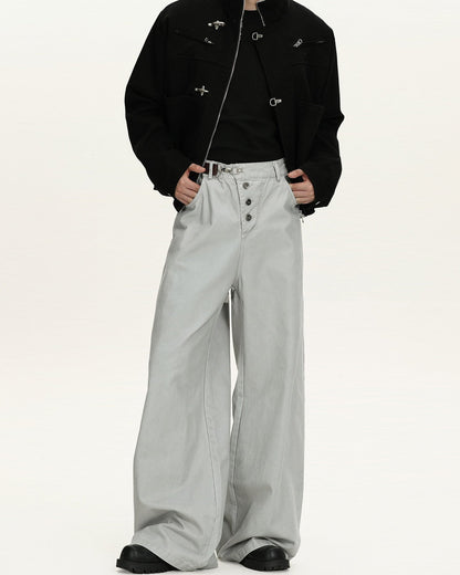 Jeans Larghi Uomo Washed in Cotone