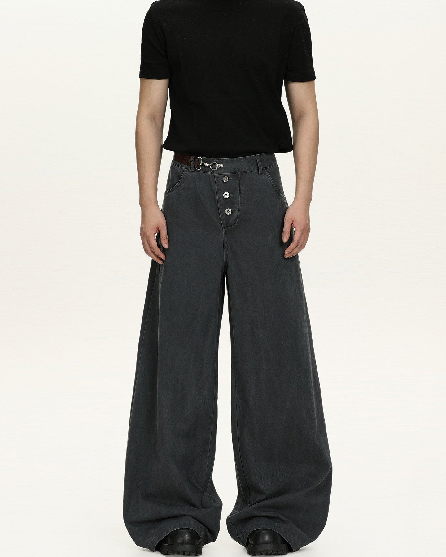 Jeans Larghi Uomo Washed in Cotone