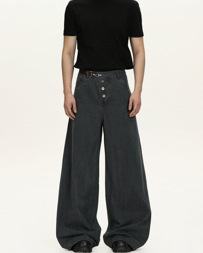 Jeans Larghi Uomo Washed in Cotone
