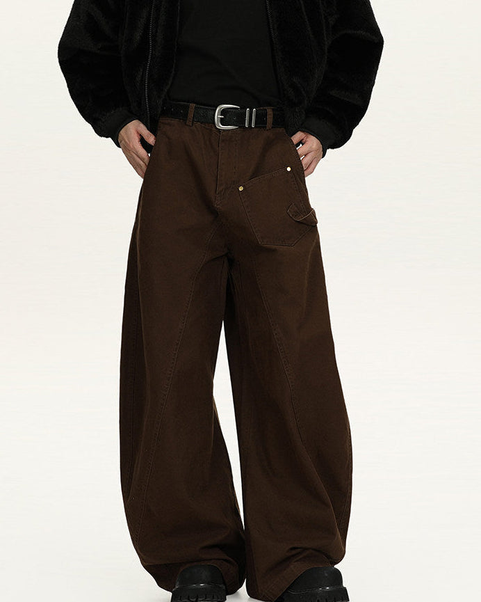 Pantaloni Larghi Uomo Utility in Cotone