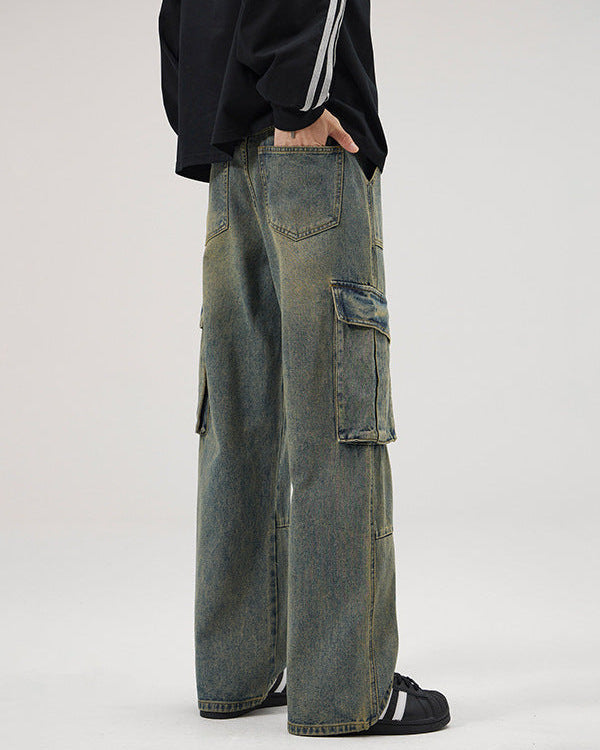 Jeans Uomo Cargo Effetto Vintage