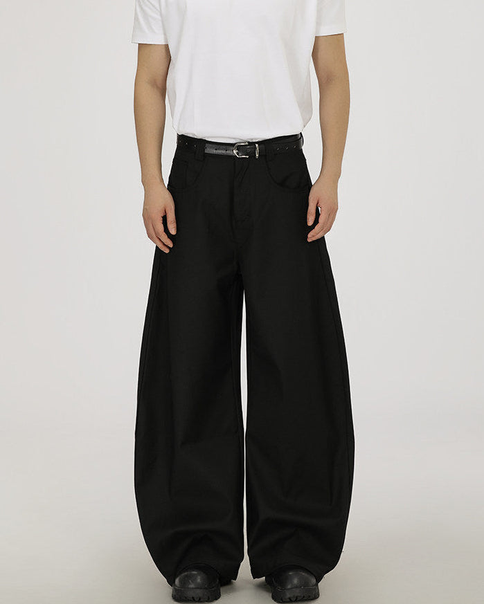 Pantaloni Larghi Uomo in Lana e Viscosa